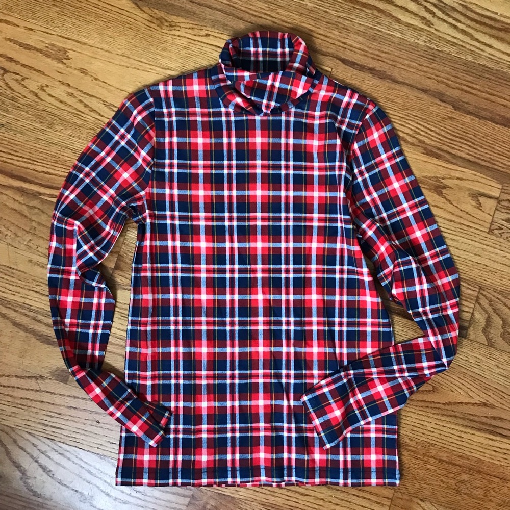 J Crew Plaid Turtleneck Red/Blue